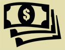 Stack of money bills icon